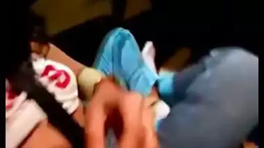 Outdoor sex of a guy sucking a girl’s boobs in a car