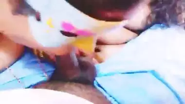Indian threesom blowjob. Aunty, wife and husband. Telugu dirty talks.