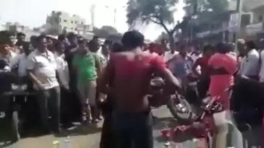 Tranny beats her slave in public 