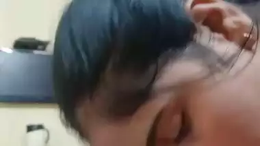 Chubby girl tasting dick with flavoured condom
