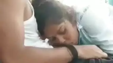 Desi cute girl sucking lover cock outdoor