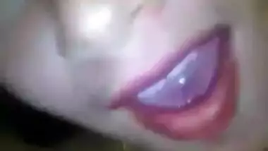 Girl making funny, laughing face on mms