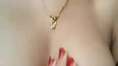 Pretty Desi minx plays with own natural XXX tits for BF's pleasure