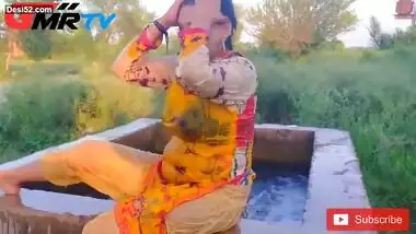 Punjabi sexy wife outdoor bath