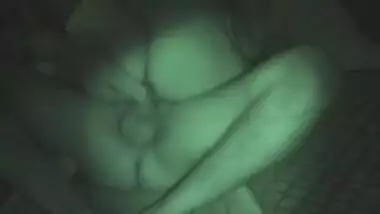 Night shot with dildo and cum oozing at the end